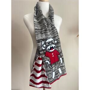 Sock Monkey Knitted Scarf Striped Monkey Mustache